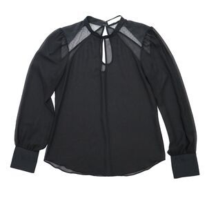 Vintage Y2K 2000s BCBGeneration Black Goth Sheer Lace Long Sleeve Blouse Medium